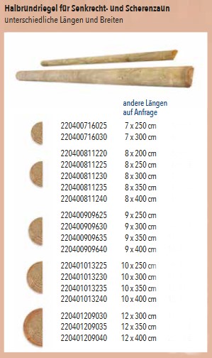 Zaunriegel halbrund kdi, 8 x 350 cm, 1 Stück